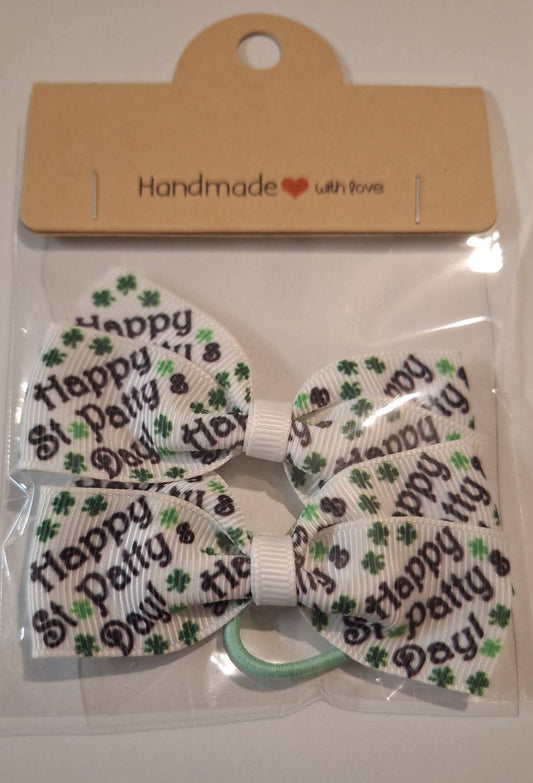 Happy st pattys day hairbow bobble set