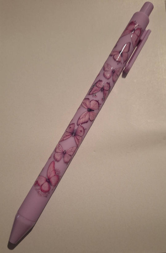 Pink butterflies plastic pen