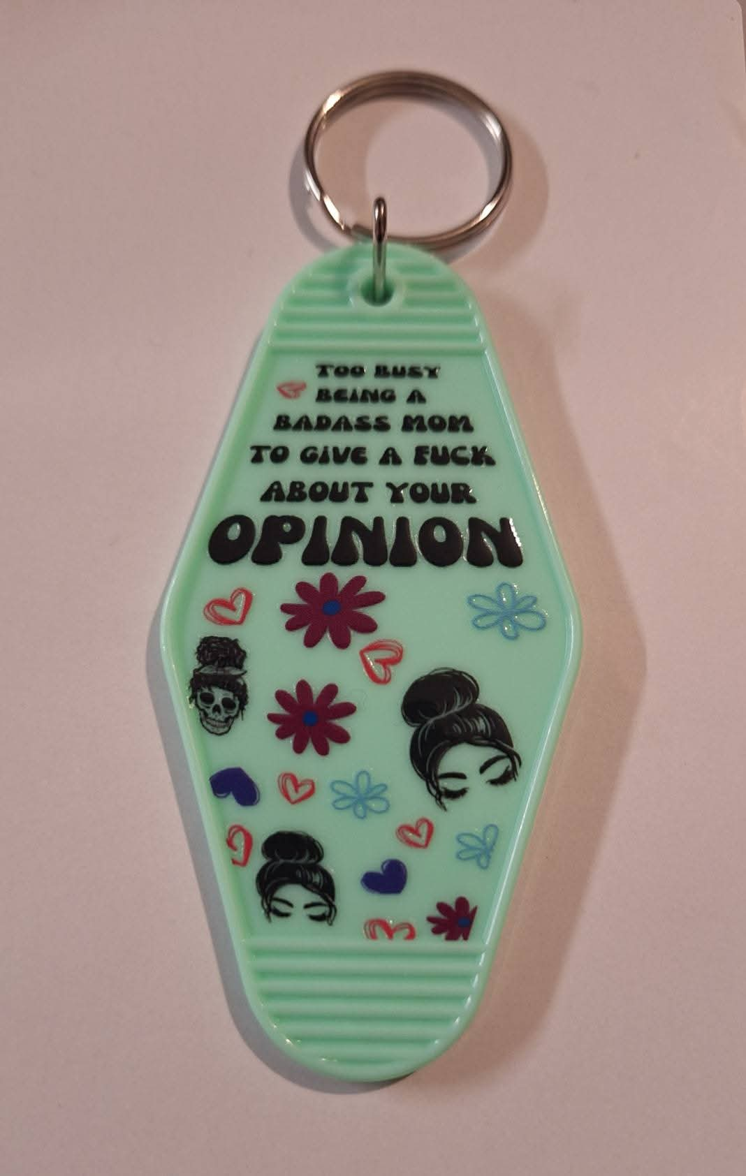 Too busy being a badass mom motel keychain